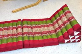 Thai triangle cushion pillow red green blossoms 3 mats L