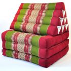 Thai triangle cushion pillow red green blossoms 3 mats L