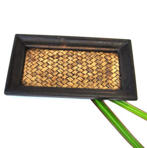 Bamboo and Wood Tray Dark Small 20x13x2cm