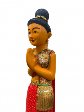 Figur Sawasdee Thailand Holzfigur Thai Deko rot 130cm