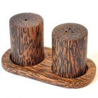 Pfeffer- und Salzstreuer Set aus Kokosholz Zylinderform