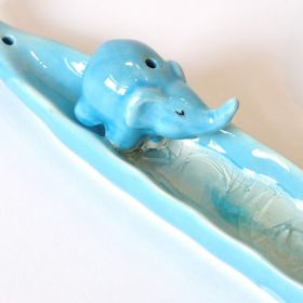 Duftstäbchenhalter Räucherstäbchenhalter Keramik Elefant Blau