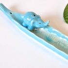 Duftstäbchenhalter Räucherstäbchenhalter Keramik Elefant Blau