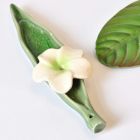 Incense Sticks holder ceramic green white green Flower 13cm