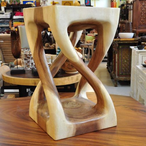 Hocker Massivholz gedreht Stuhl 50x30x30cm hell