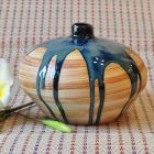 Vase Keramik Design 16x13cm rund beige blau