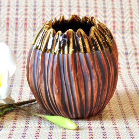 Vase ceramic design eye-catching 10x10cm brown green