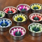 Scented candles tealights blossoms diverse colours 10 pack