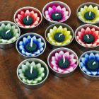 Scented candles tealights blossoms diverse colours 10 pack