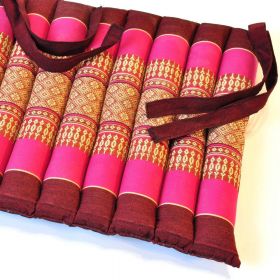 Thai cushion seat mat pink flowers 35x35cm retaining cord