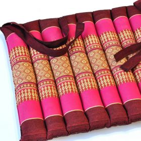 Thai cushion seat mat pink flowers 35x35cm retaining cord