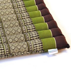 Thai seat cushion mat brown green flowers 35x35cm