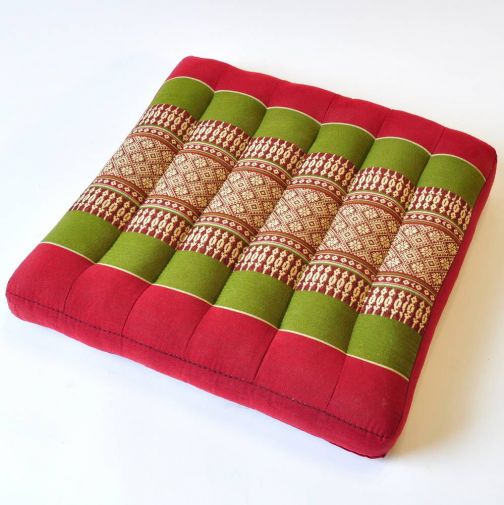 Pillow Thai cushion flowers red green 36x36cm