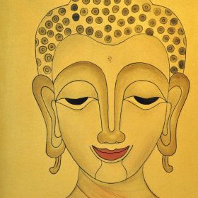 Acryl painting Thai motif Buddha head 80x70x4cm