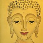 Acryl painting Thai motif Buddha head 80x70x4cm