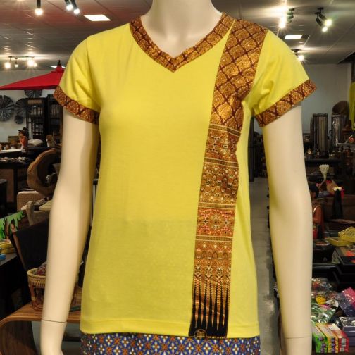 T-Shirt Massagebekleidung Thai Damen Shirt Gelb S