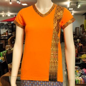 T-shirt massage clothing thai shirt ladies Orange S