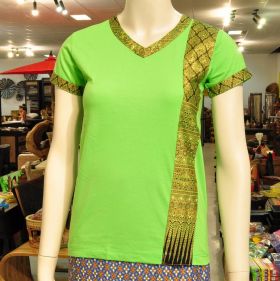 T-shirt massage clothing thai shirt ladies Lime-Green S