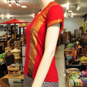 T-shirt massage clothing thai shirt ladies Red M