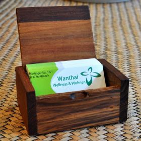 Business cards light wooden box