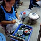 Thailändische Keramik Schale mit Deckel 10,5x10,5x7cm