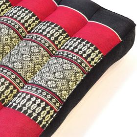 Thai cushion seat cushion meditation flowers black red 36x36x6cm
