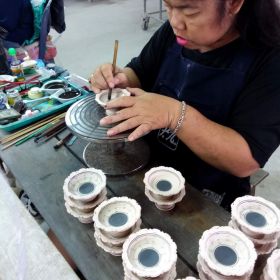 Thailändische Keramik Krabben Platte 14x26x5cm