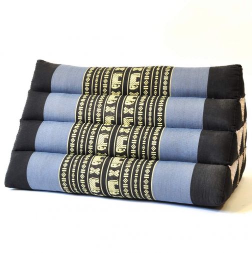 Pillow Thai triangle cushion elephants black blue 50x35x30cm
