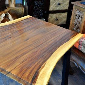 Designer dinner table acacia wood metal frame singleton