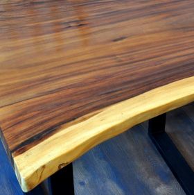 Designer dinner table acacia wood metal frame singleton