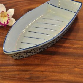Thailändische Keramik Platte Boot 12x33x5,5cm