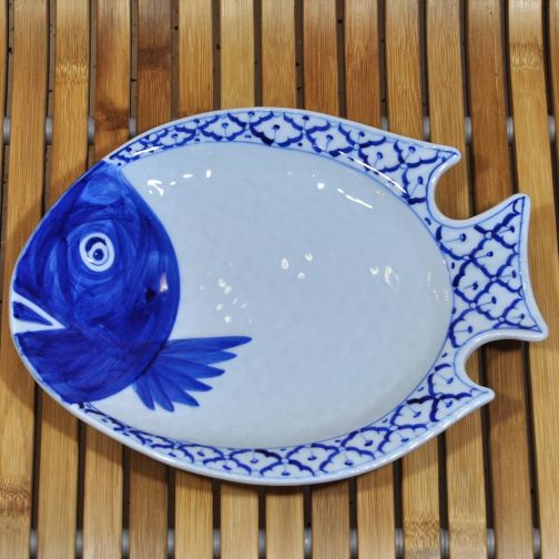 Thailändische Keramik Platte Fisch 23x30x3,5cm