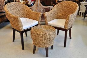 Chair with armrests rattan water hyacinth bright