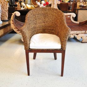 Chair with armrests rattan water hyacinth dark