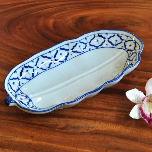 Thai ceramic Plate Banana Leaf 13x26,5x4,5cm