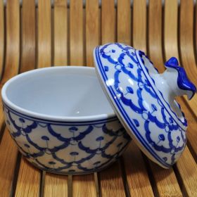 Thai ceramic soup pot with lid 13x13x12,5cm