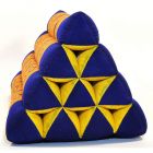 Pillow Thai triangle cushion flowers dark blue 50x35x30cm