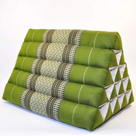 Pillow Thai triangle cushion green blossoms 55x40x35cm