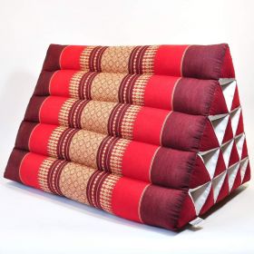 Pillow Thai triangle cushion red blossoms 55x40x35cm