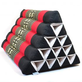 Pillow Thai triangle cushion black red elephants 55x40x35cm