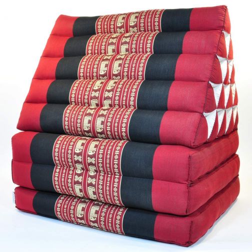 Cushion Thai triangle mat elephants red black 3 mats XL