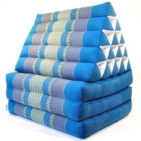 Thai triangle cushion flowers blue grey 3 mats XL