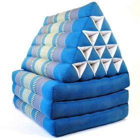 Thai triangle cushion flowers blue grey 3 mats XL