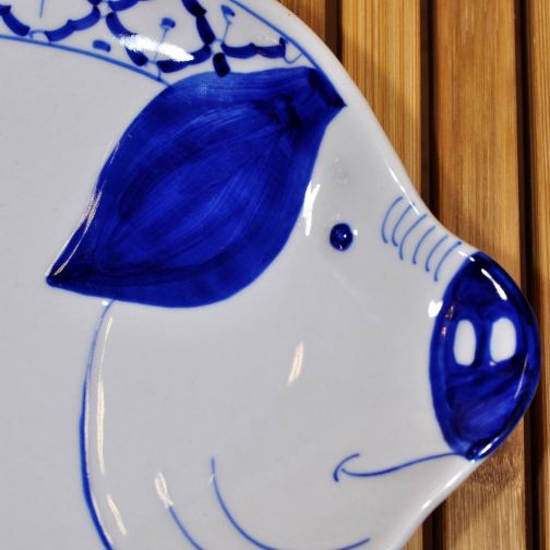 Thailändische Keramik Platte Schwein 20x26x3cm