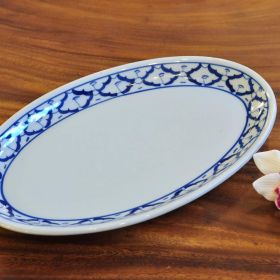 Thailändische Keramik Platte oval 16,5x27x2,5cm