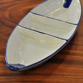 Thailändische Keramik Platte Boot Saußenschale mittig 14x36,5x4,5cm