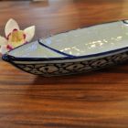 Thai ceramic Plate Boat with two edges for sauce 14x36,5x4,5cm