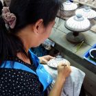 Thailändische Keramik Platte geschwungen 16x28,5x3,5cm