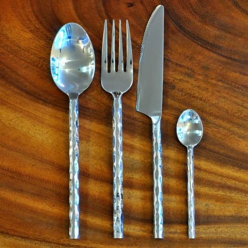 Cutlery set stainless steel hammered design