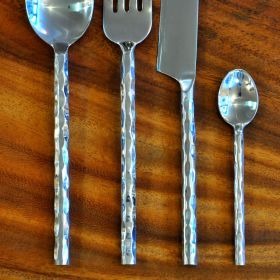 Cutlery set stainless steel hammered design
